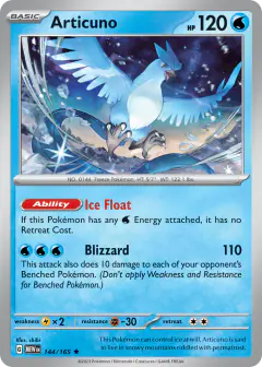 Articuno 144/165 Rare card from 151