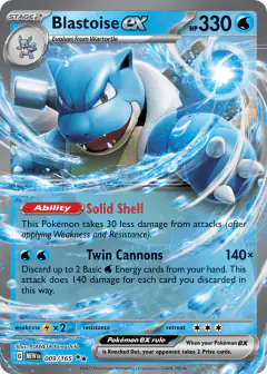 Blastoise ex 009/165 Double Rare card from 151