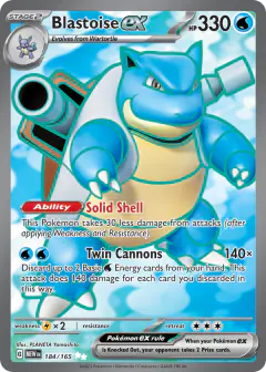 Blastoise ex 184/165 Ultra Rare card from 151