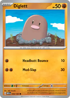 Diglett 050/165 Common card from 151