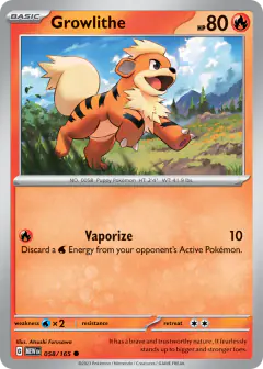 Growlithe 058/165 Common card from 151