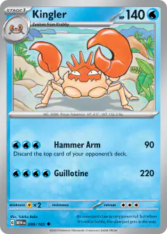 Kingler 099/165 Uncommon card from 151