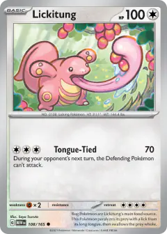 Lickitung 108/165 Common card from 151