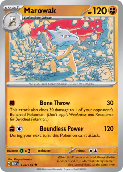 Marowak 105/165 Rare card from 151