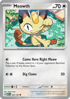 Meowth 052/165 Common card from 151