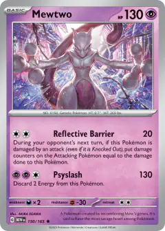 Mewtwo 150/165 Rare card from 151