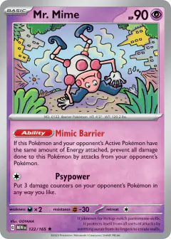 Mr. Mime 122/165 Rare card from 151