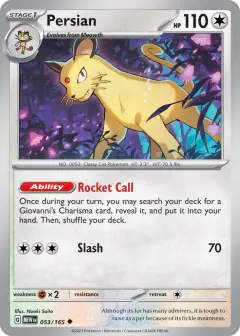 Persian 053/165 Uncommon card from 151