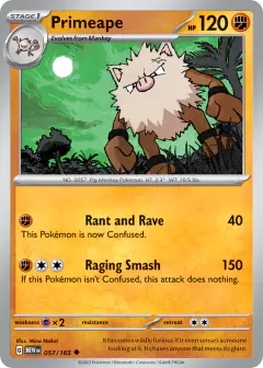 Primeape 057/165 Uncommon card from 151