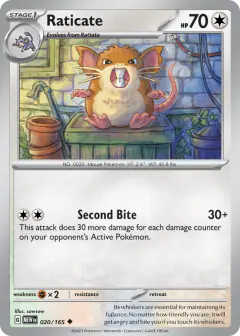 Raticate 020/165 Uncommon card from 151