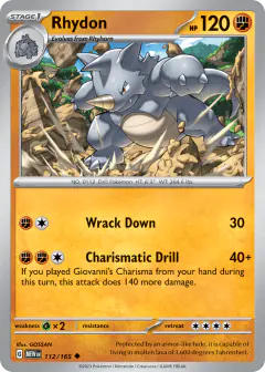 Rhydon 112/165 Uncommon card from 151