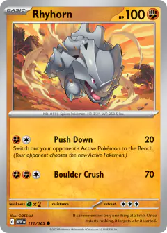 Rhyhorn 111/165 Common card from 151