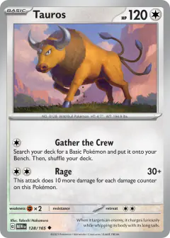 Tauros 128/165 Uncommon card from 151