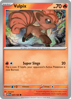 Vulpix 037/165 Common card from 151