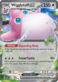 Wigglytuff ex 040/165 Double Rare card from 151