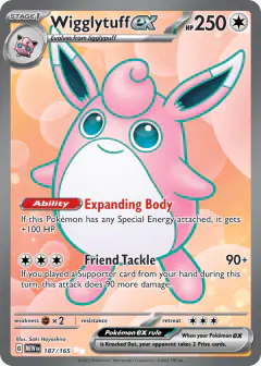 Wigglytuff ex 187/165 Ultra Rare card from 151