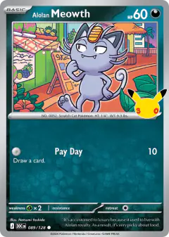 Alolan Meowth 089/128 Common card from 30th Celebration