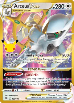Arceus VSTAR 123/172 Holo Rare VSTAR card from 30th Celebration