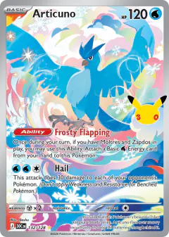 Articuno 132/128 Illustration Rare card from 30th Celebration