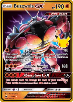 Buzzwole-GX 57/111 Rare Holo GX card from 30th Celebration