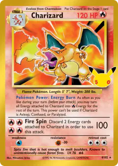 Charizard 4/102 Rare Holo card from 30th Celebration