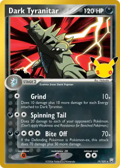 Dark Tyranitar 19/109 Rare card from 30th Celebration