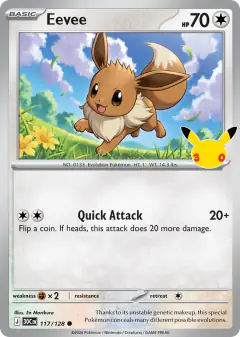 Eevee 117/128 Common card from 30th Celebration