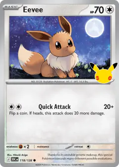Eevee 118/128 Common card from 30th Celebration