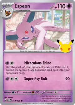 Espeon 069/128 Common card from 30th Celebration