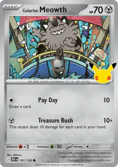 Galarian Meowth 101/128 Common card from 30th Celebration