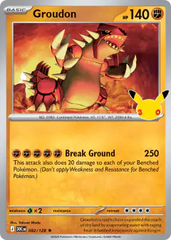 Groudon 082/128 Rare card from 30th Celebration
