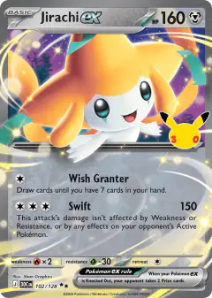 Jirachi ex 102/128 Double Rare card from 30th Celebration