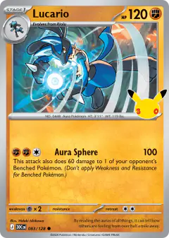 Lucario 083/128 Common card from 30th Celebration