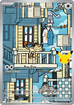 Meowth 144/128 Illustration Rare card from 30th Celebration