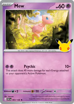 Mew 065/128 Rare card from 30th Celebration