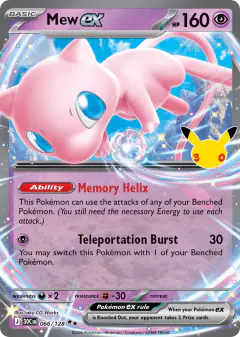 Mew ex 066/128 Double Rare card from 30th Celebration