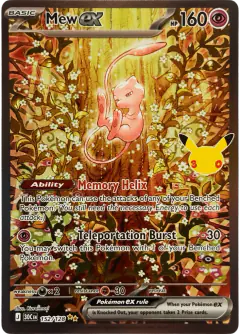 Mew ex 152/128 Special Illustration Rare card from 30th Celebration