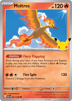 Moltres 011/128 Common card from 30th Celebration