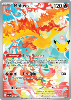Moltres 130/128 Illustration Rare card from 30th Celebration