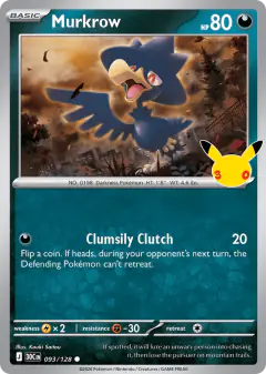 Murkrow 093/128 Common card from 30th Celebration