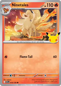 Ninetales 010/128 Common card from 30th Celebration