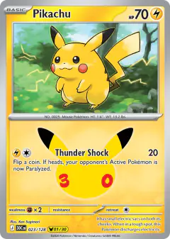 Pikachu 023/128 Pikachu Rare card from 30th Celebration