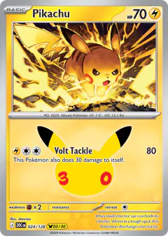 Pikachu 024/128 Pikachu Rare card from 30th Celebration