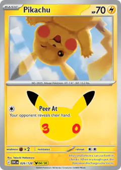 Pikachu 026/128 Pikachu Rare card from 30th Celebration