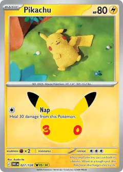 Pikachu 027/128 Pikachu Rare card from 30th Celebration