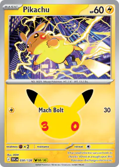 Pikachu 030/128 Pikachu Rare card from 30th Celebration