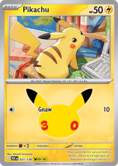 Pikachu 031/128 Pikachu Rare card from 30th Celebration