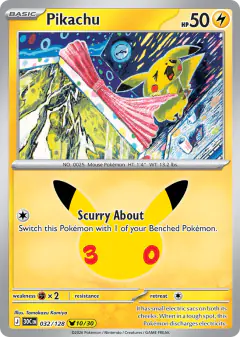 Pikachu 032/128 Pikachu Rare card from 30th Celebration