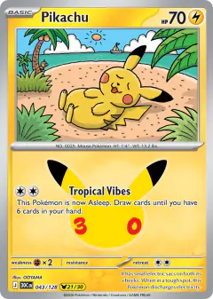 Pikachu 043/128 Pikachu Rare card from 30th Celebration