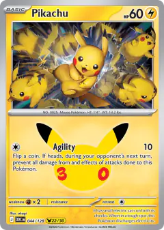 Pikachu 044/128 Pikachu Rare card from 30th Celebration